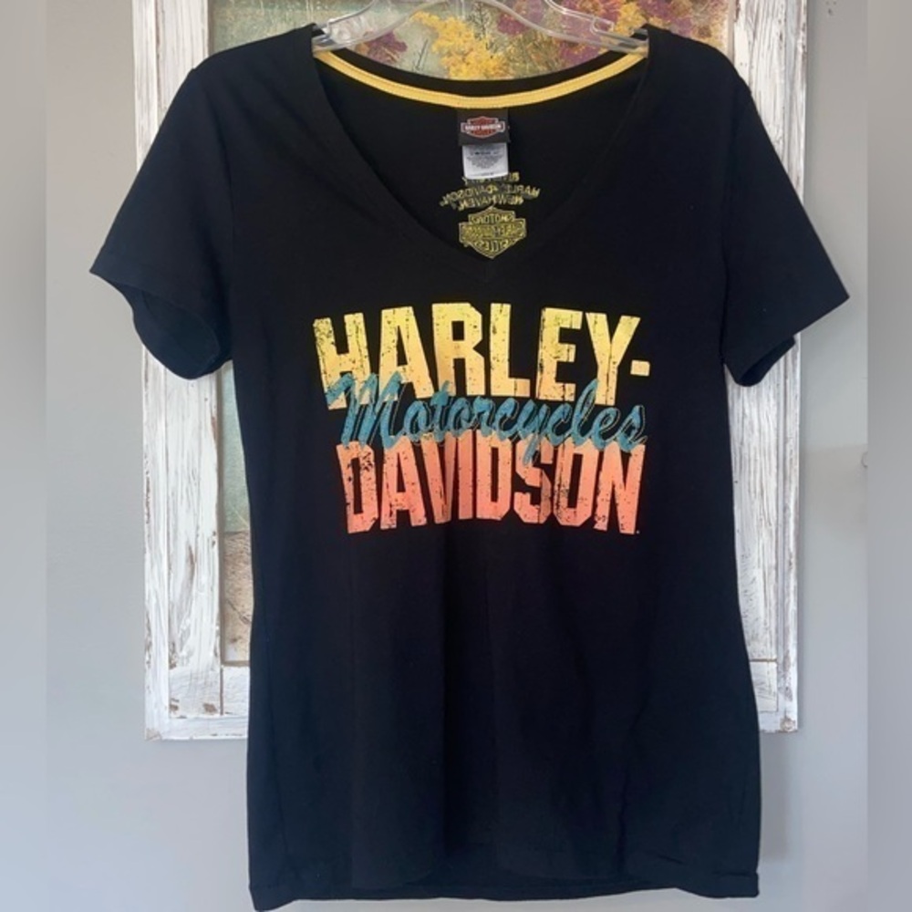 Harley Davidson Women’s T-Shirt Medium River City New Haven Indiana Black